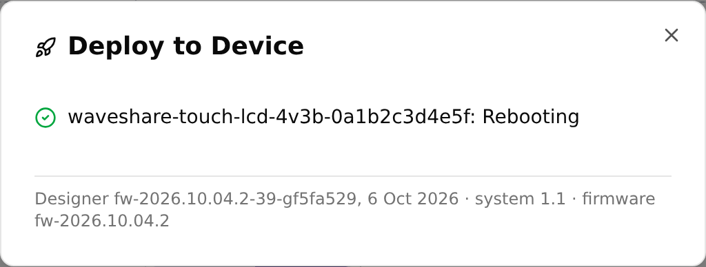 Der Dialog «Deploy to Device», das Gerät startet mit dem neuen Projekt neu
