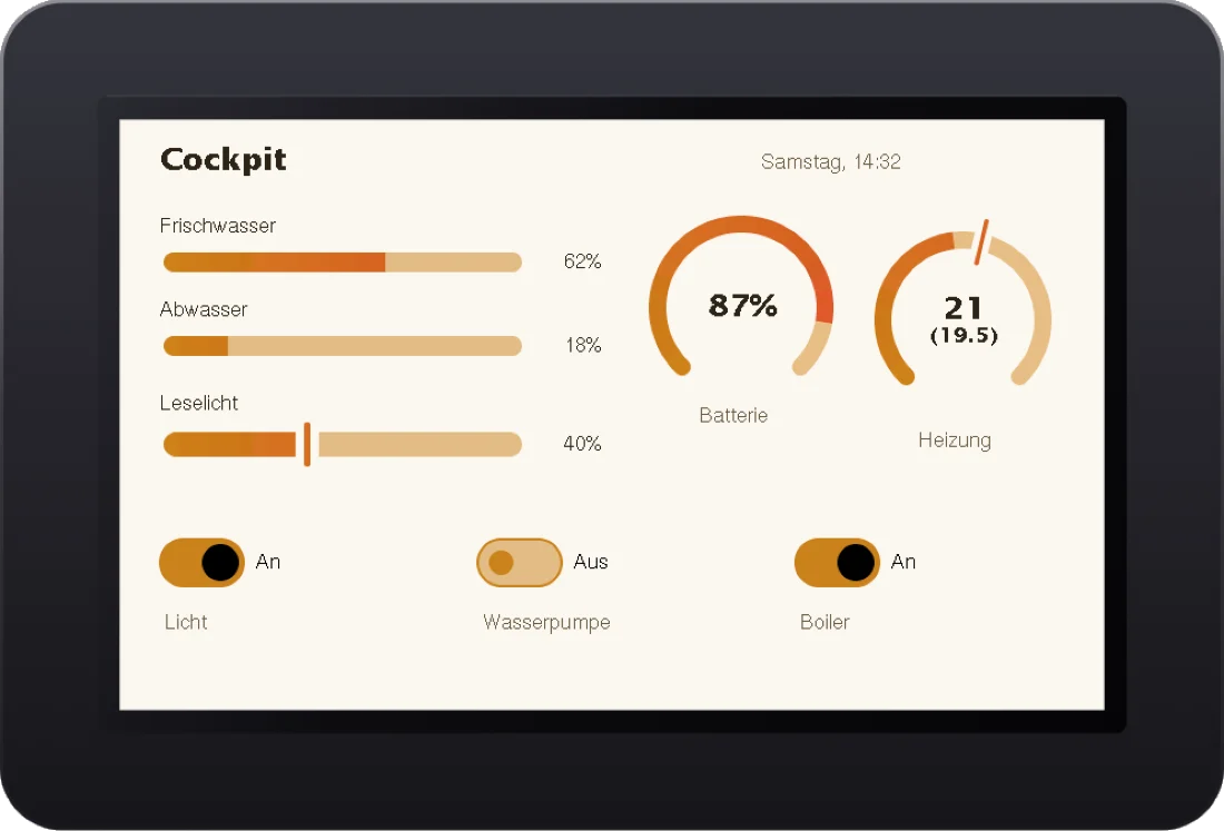 Der 4.3B mit dem fertigen Cockpit im Theme Amber